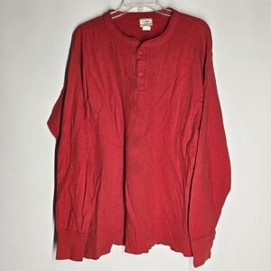 L.L. Bean Red Long Sleeve Henley Tee